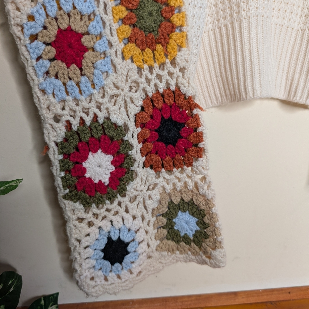 Sincerely Jules Cropped Crochet Cardigan Granny Square Sleeves Women’s X-Small - Picture 6 of 7